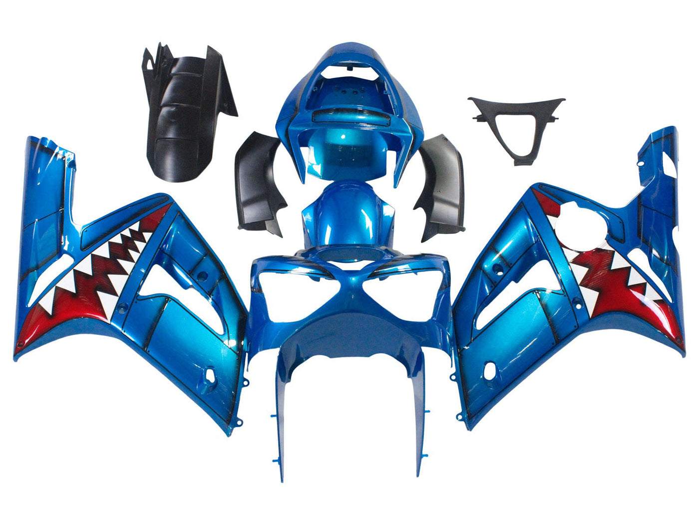 2003-2004 Blue Shark Kawasaki ZX6R 636 Fairing Kit
