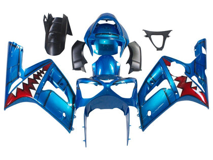 2003-2004 Kawasaki ZX-6R Blue Shark Fairing Kit