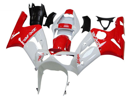 2003-2004 Kawasaki ZX-6R Red White Fairing Kit