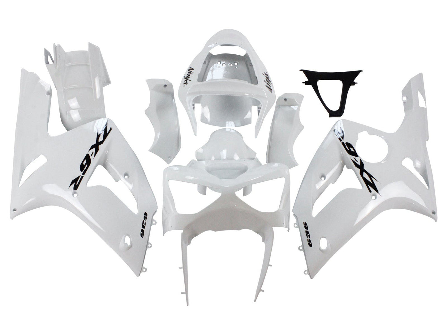 2003-2004 White Ninja Kawasaki ZX6R 636 Fairing Kit