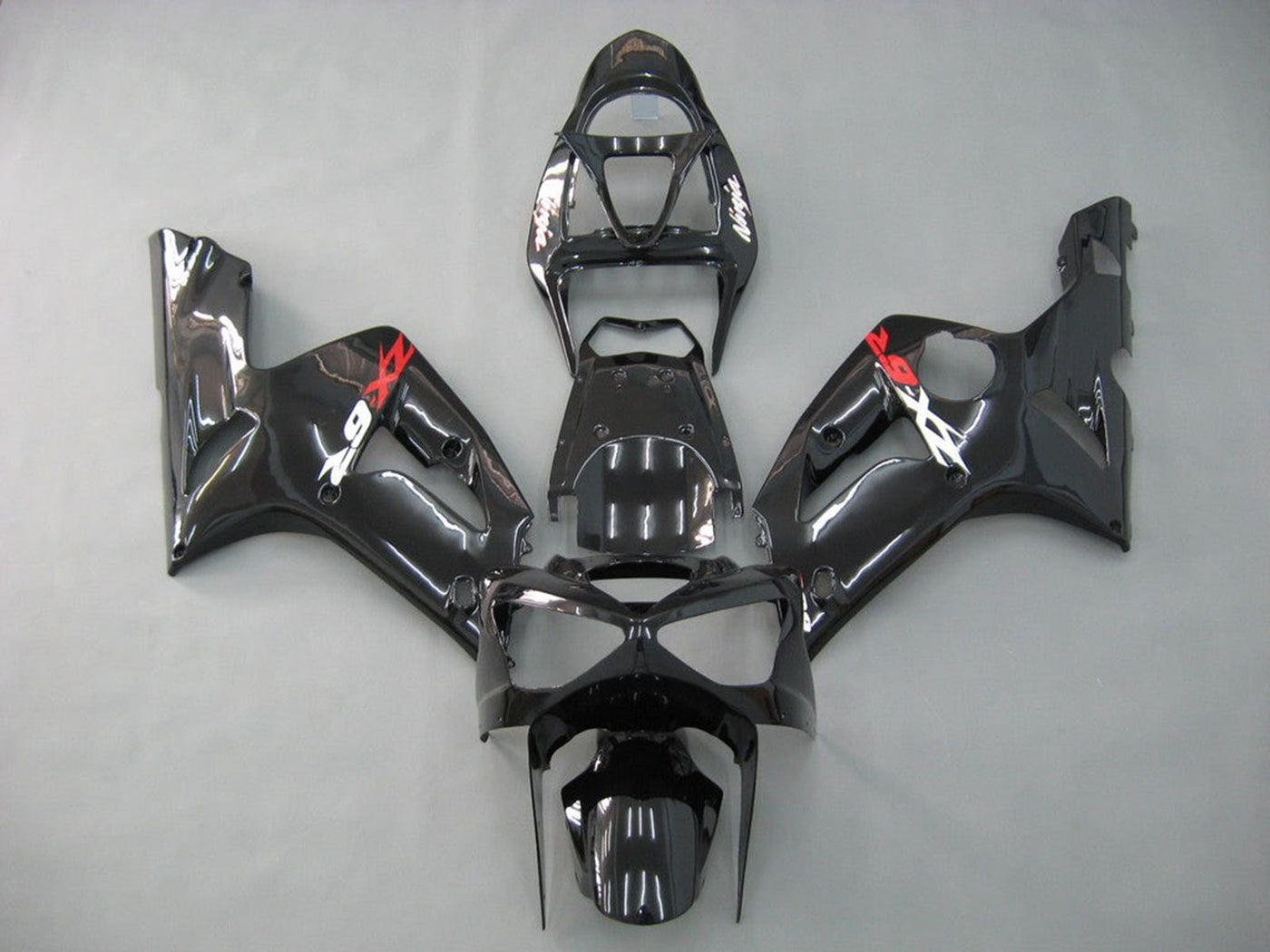 2003-2004 Glossy Black Ninja Kawasaki ZX6R Fairing Kit