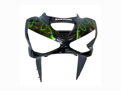 2003-2004 Kawasaki ZX-6R Black Green Flame Fairing Kit