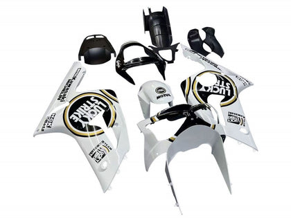 2003-2004 Kawasaki ZX-6R White Black Motul Lucky Strike Fairing Kit