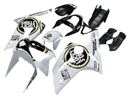 2003-2004 Kawasaki ZX-6R White Black Motul Lucky Strike Fairing Kit