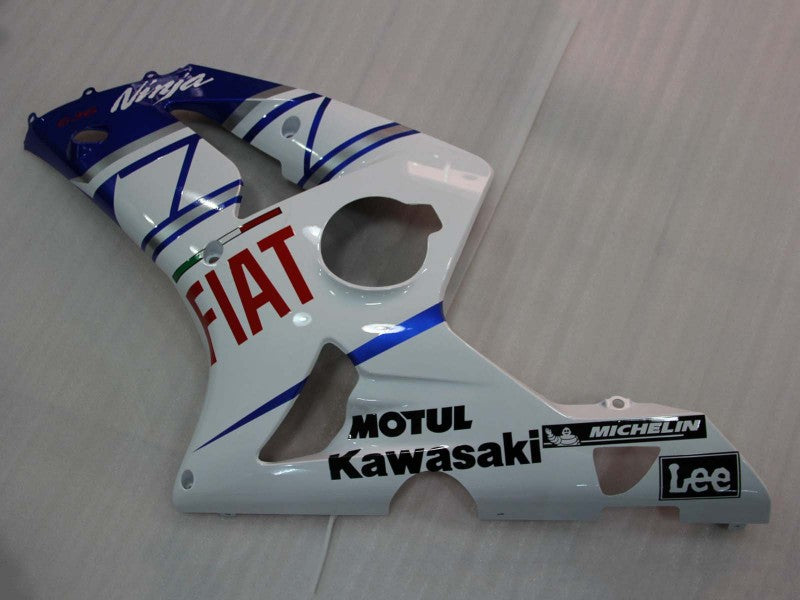 Purchase 2003-2004 White Blue Red Fiat Kawasaki ZX6R Motorcycle Fairings UK