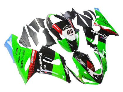 2005-2006 Kawasaki ZX-6R Green Black Red Ninja Elf 66 Fairing Kit