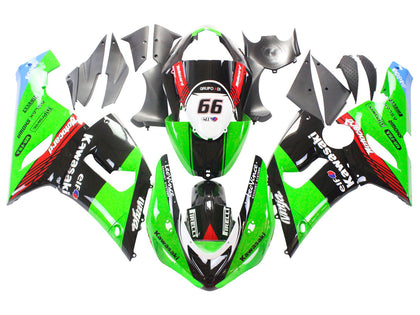 2005-2006 Kawasaki ZX-6R Green Black Red Ninja Elf 66 Fairing Kit