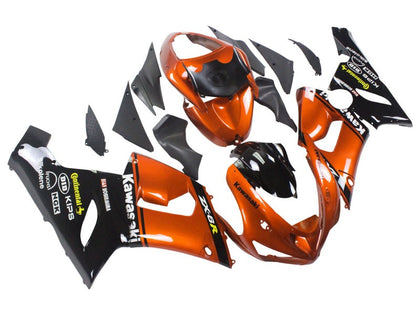 2005-2006 Kawasaki ZX-6R Black Burnt Orange Fairing Kit