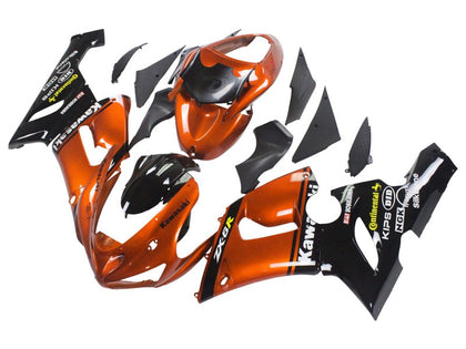 2005-2006 Kawasaki ZX-6R Black Burnt Orange Fairing Kit