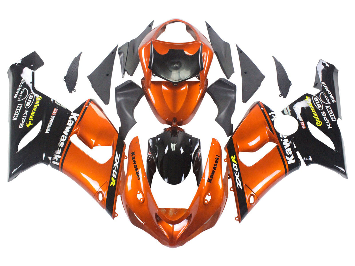 2005-2006 Orange Black Kawasaki ZX6R Motorcycle Fairing， Purchase 2005-2006 Orange Black Kawasaki ZX6R Motorcycle Fairing UK - UK