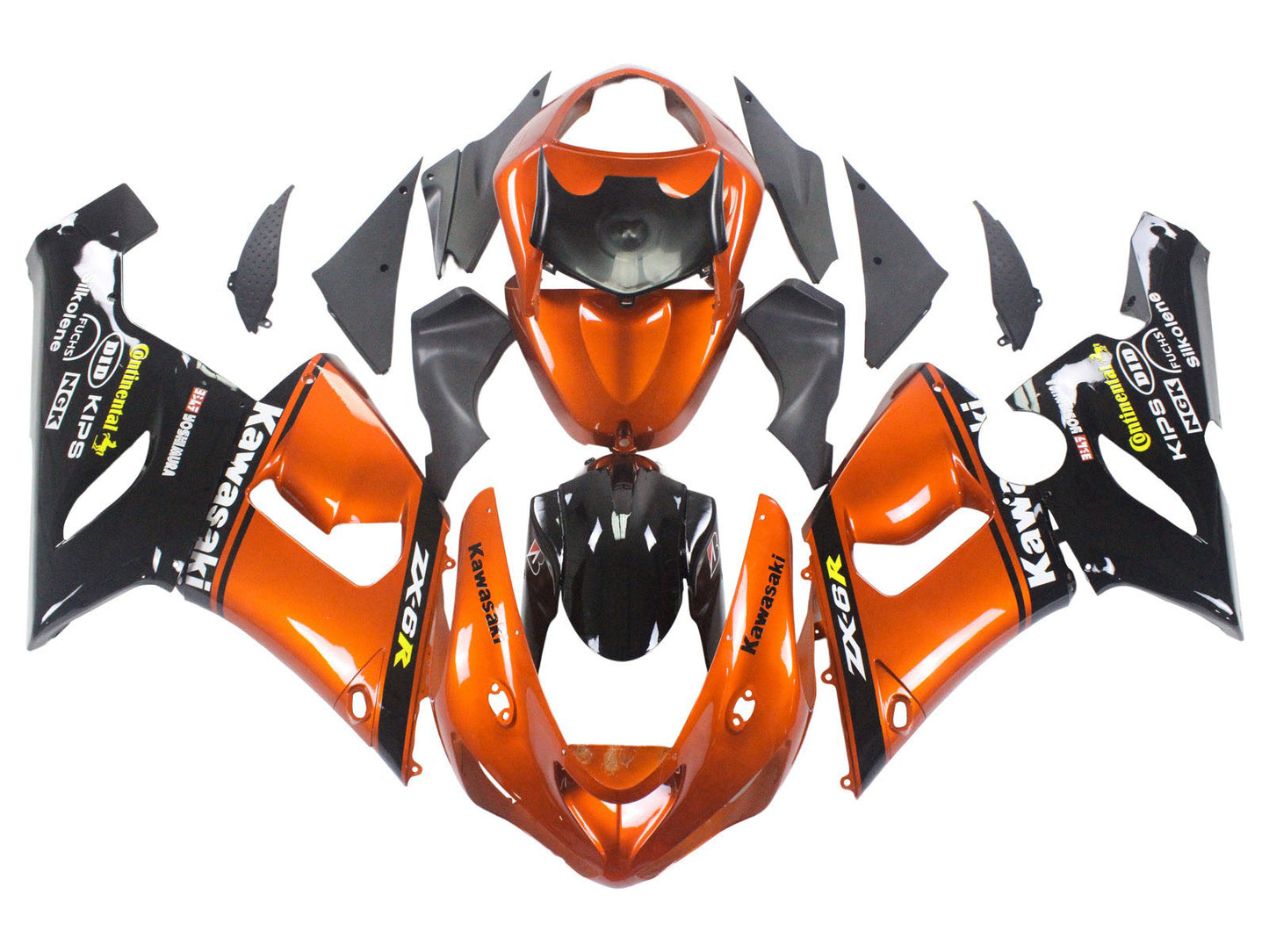 2005-2006 Orange Black Kawasaki ZX6R Motorcycle Fairing， Purchase 2005-2006 Orange Black Kawasaki ZX6R Motorcycle Fairing UK - UK