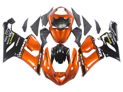 2005-2006 Kawasaki ZX-6R Black Burnt Orange Fairing Kit