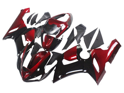 2005-2006 Kawasaki ZX-6R Black Red Fairing Kit