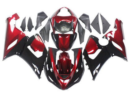 2005-2006 Kawasaki ZX-6R Black Red Fairing Kit