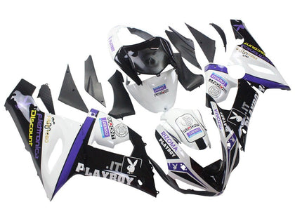 2005-2006 Kawasaki ZX-6R Black White Purple Rizoma Playboy Denso Fairing Kit