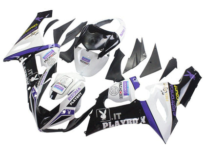 2005-2006 Kawasaki ZX-6R Black White Purple Rizoma Playboy Denso Fairing Kit