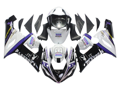 2005-2006 Kawasaki ZX-6R Black White Purple Rizoma Playboy Denso Fairing Kit