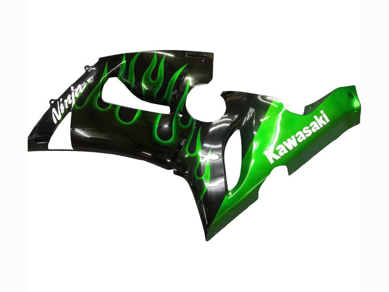 Purchase 2005-2006 Glossy Black Green Flame Kawasaki ZX6R Motorcycle Fairing UK