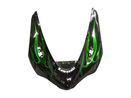 2005-2006 Kawasaki ZX-6R Black with Green Flame Fairing Kit