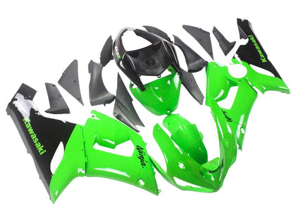 2005-2006 Kawasaki ZX-6R Green Black Fairing Kit