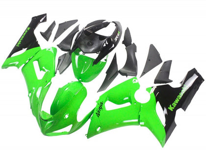 2005-2006 Kawasaki ZX-6R Green Black Fairing Kit