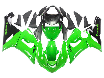 2005-2006 Kawasaki ZX-6R Green Black Fairing Kit