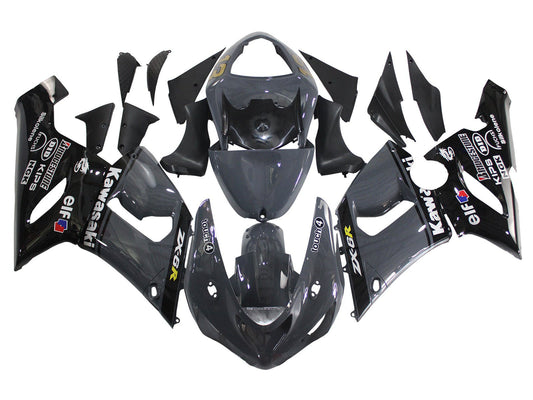 2005-2006 Grey Black Elf Kawasaki ZX6R 636 Fairing Kit
