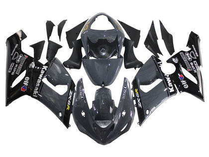 2005-2006 Kawasaki ZX-6R Gray Black Elf Fairing Kit