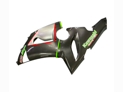 2005-2006 Kawasaki ZX-6R Black Gray with Green Line Ninja K 26 Fairing Kit