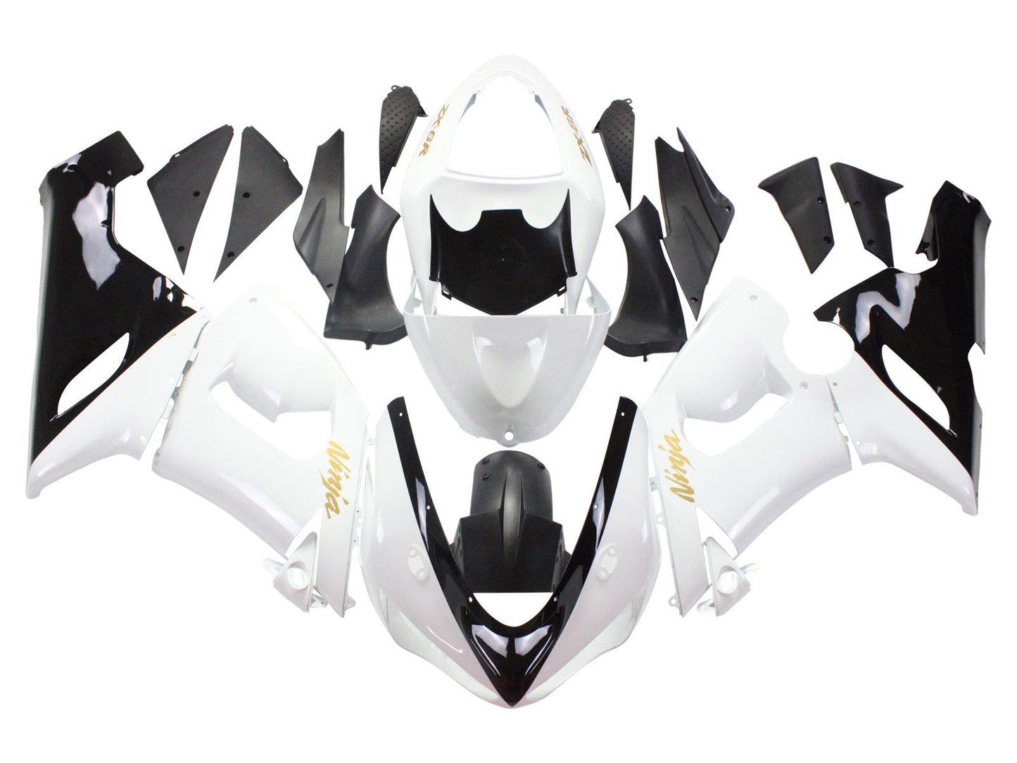 2005-2006 White Black Ninja Kawasaki ZX6R 636 Fairing Kit