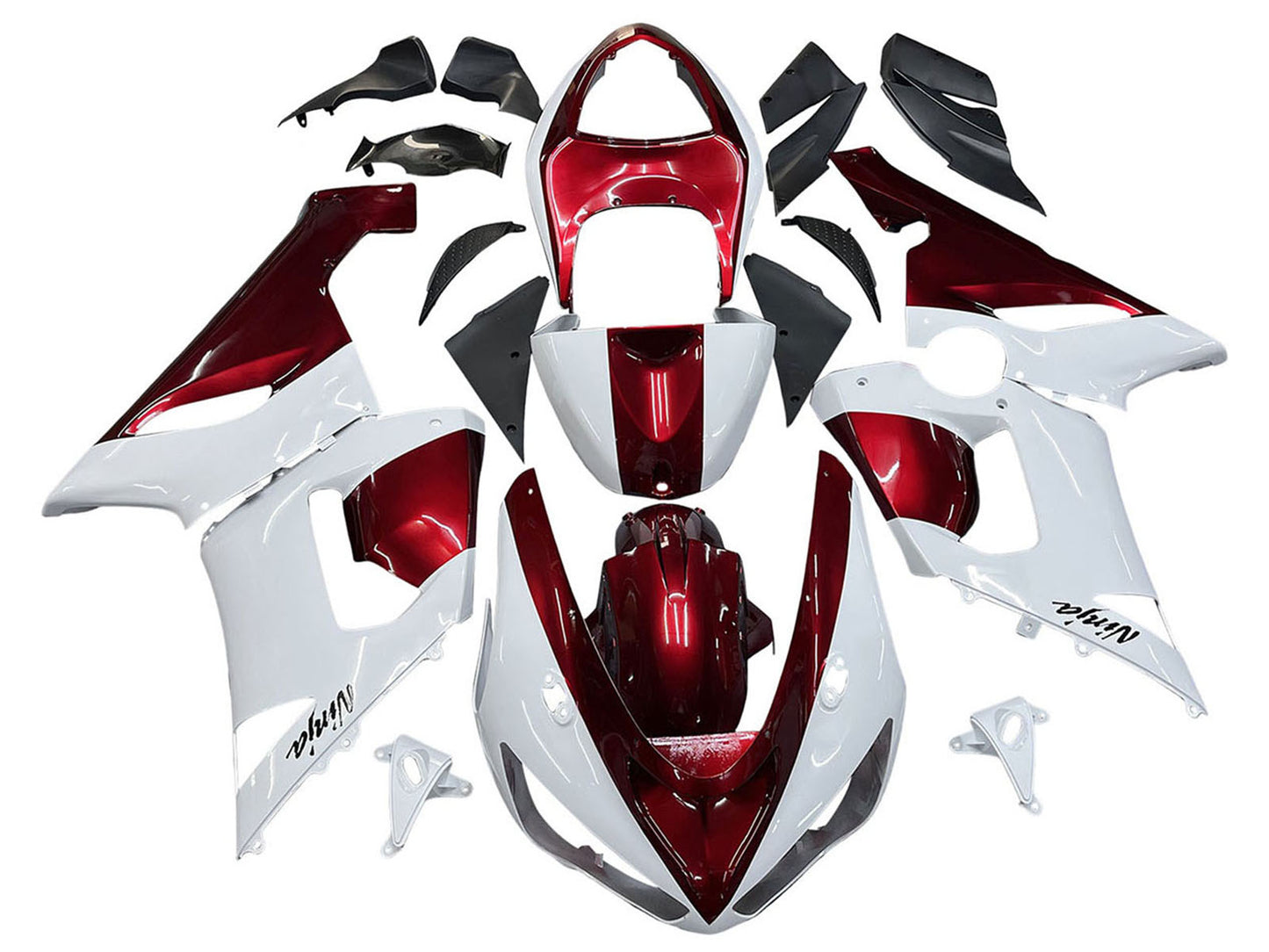 2005-2006 White Red Kawasaki ZX6R Motorcycle Fairings， Purchase 2005-2006 White Red Kawasaki ZX6R Motorcycle Fairings UK - UK