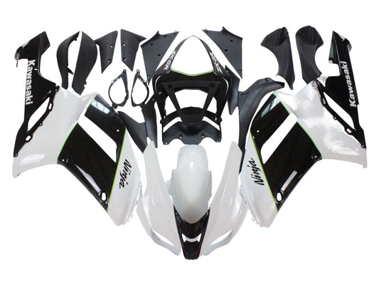2007-2008 Black White Ninja Kawasaki ZX6R 636 Fairing Kit