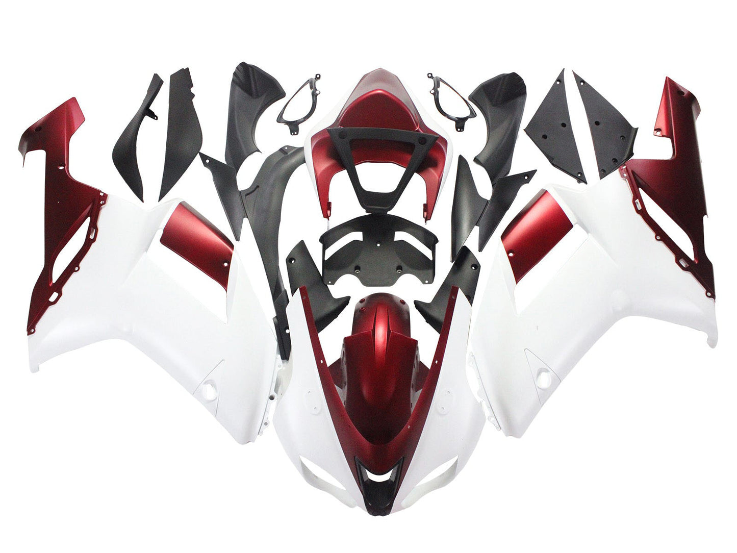 2007-2008 White Red Kawasaki ZX6R Motorcycle Fairing， Purchase 2007-2008 White Red Kawasaki ZX6R Motorcycle Fairing UK - UK