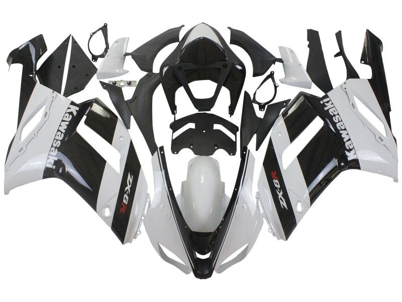 Purchase 2007-2008 White Black Kawasaki ZX6R Motorcycle Fairing UK