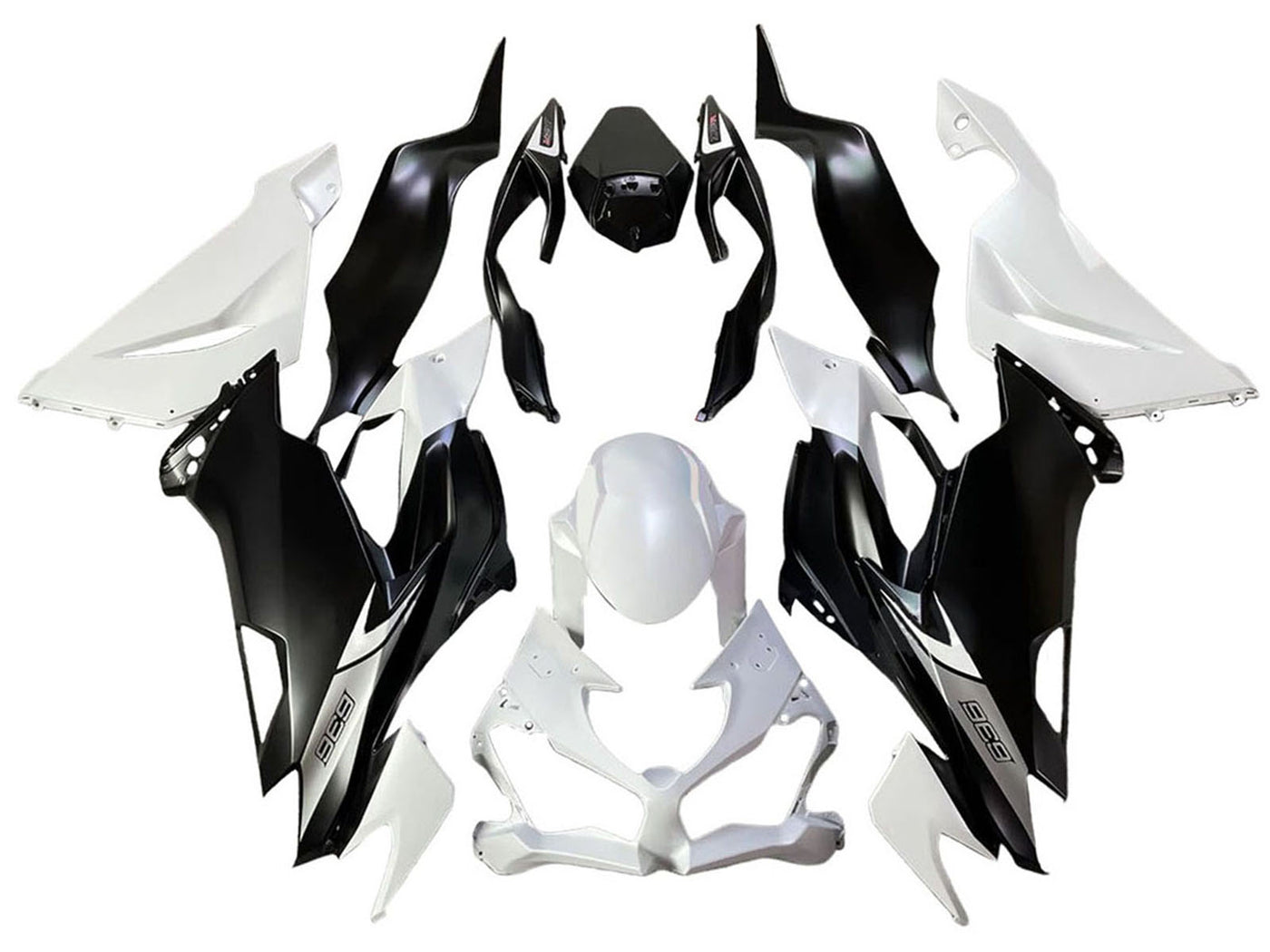 2013-2018 White Matte Black Kawasaki ZX6R Bike Fairings， Purchase 2013-2018 White Matte Black Kawasaki ZX6R Bike Fairings UK - UK