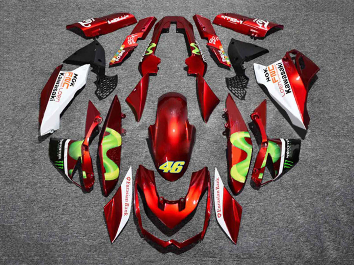 2010-2013 Red White Monster 46 Kawasaki Z1000 Fairing Kit