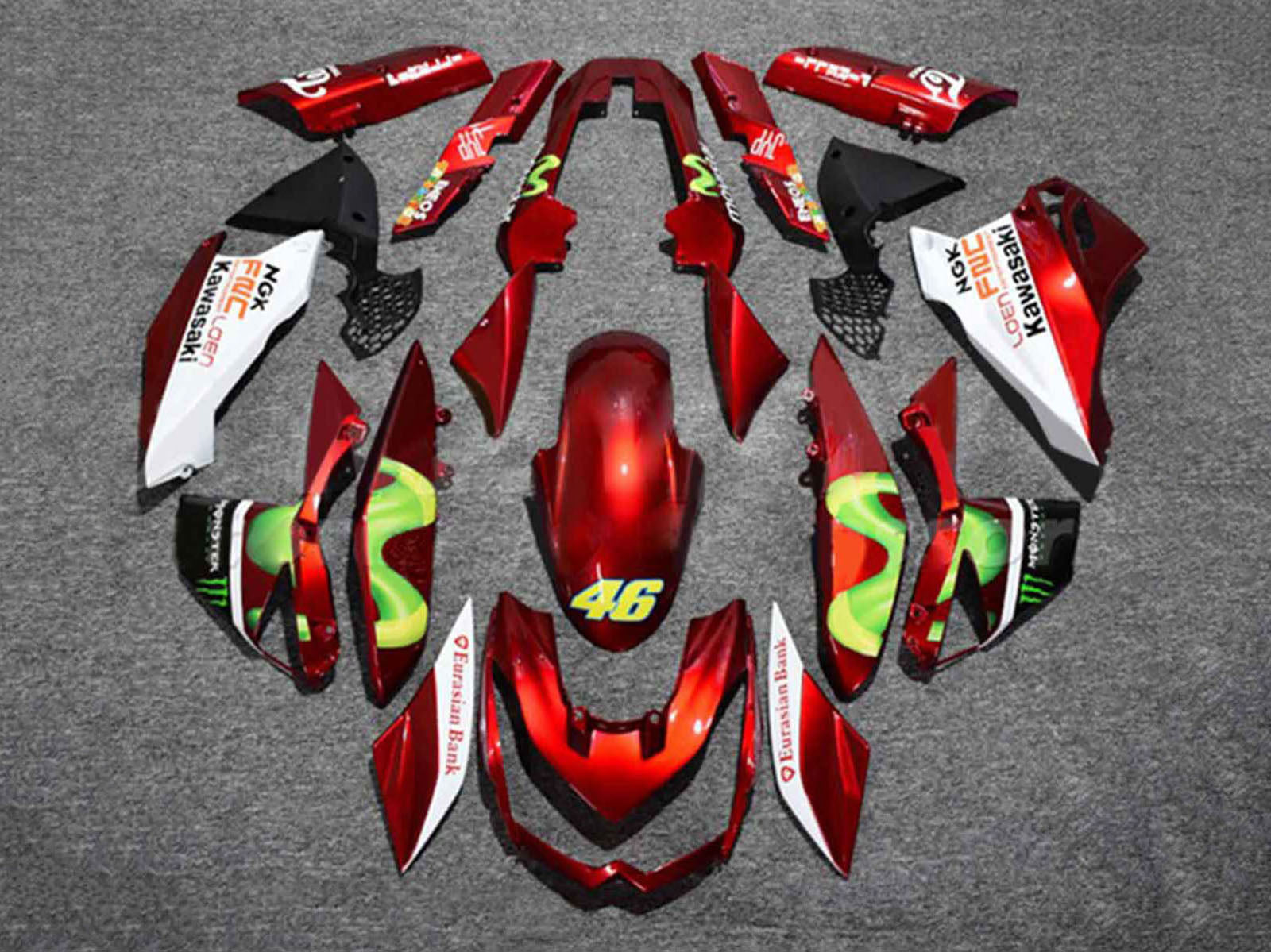 2010-2013 Red White Monster 46 Kawasaki Z1000 Fairing Kit
