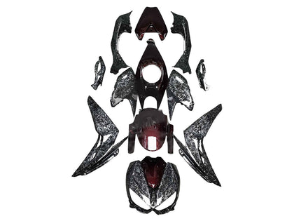 2014-2019 Kawasaki Z1000 Black Red Forged Carbon Fiber Fairing Kit