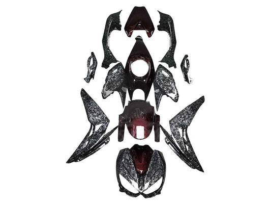 2014-2019 Black Red Forged Carbon Fiber Kawasaki Z1000 Fairing Kit
