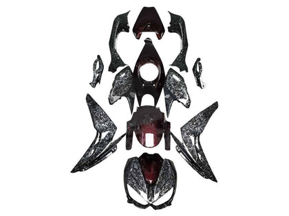 2014-2019 Kawasaki Z1000 Black Red Forged Carbon Fiber Fairing Kit
