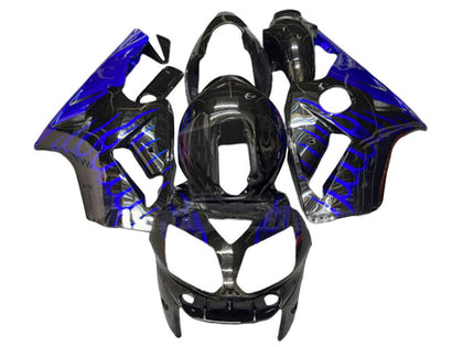 2000-2001 Kawasaki ZX-12R Glossy Black Blue Flame Fairing Kit