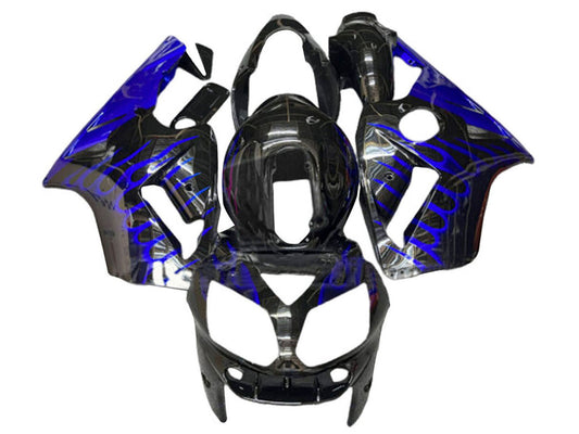 2000-2001 Glossy Black Blue Flame Kawasaki ZX12R Fairing Kit
