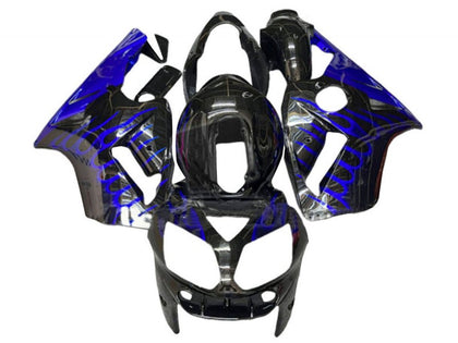 2000-2001 Kawasaki ZX-12R Glossy Black Blue Flame Fairing Kit