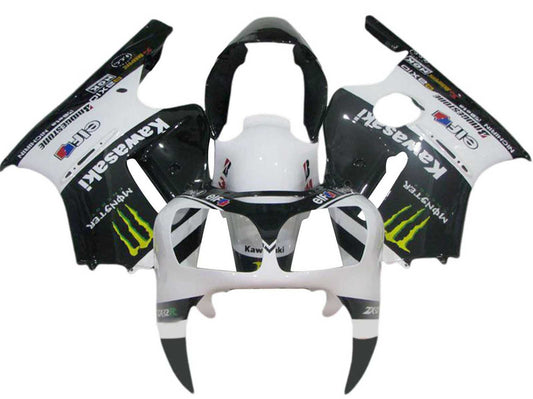 2000-2001 Black White Monster Kawasaki ZX12R Fairing Kit