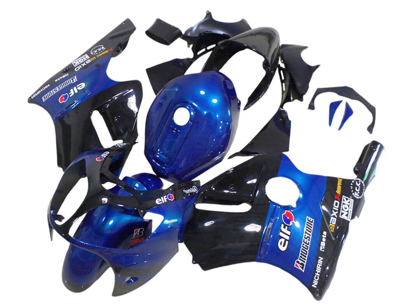 2000-2001 Black With Green Flame Kawasaki ZX12R Fairing Kit