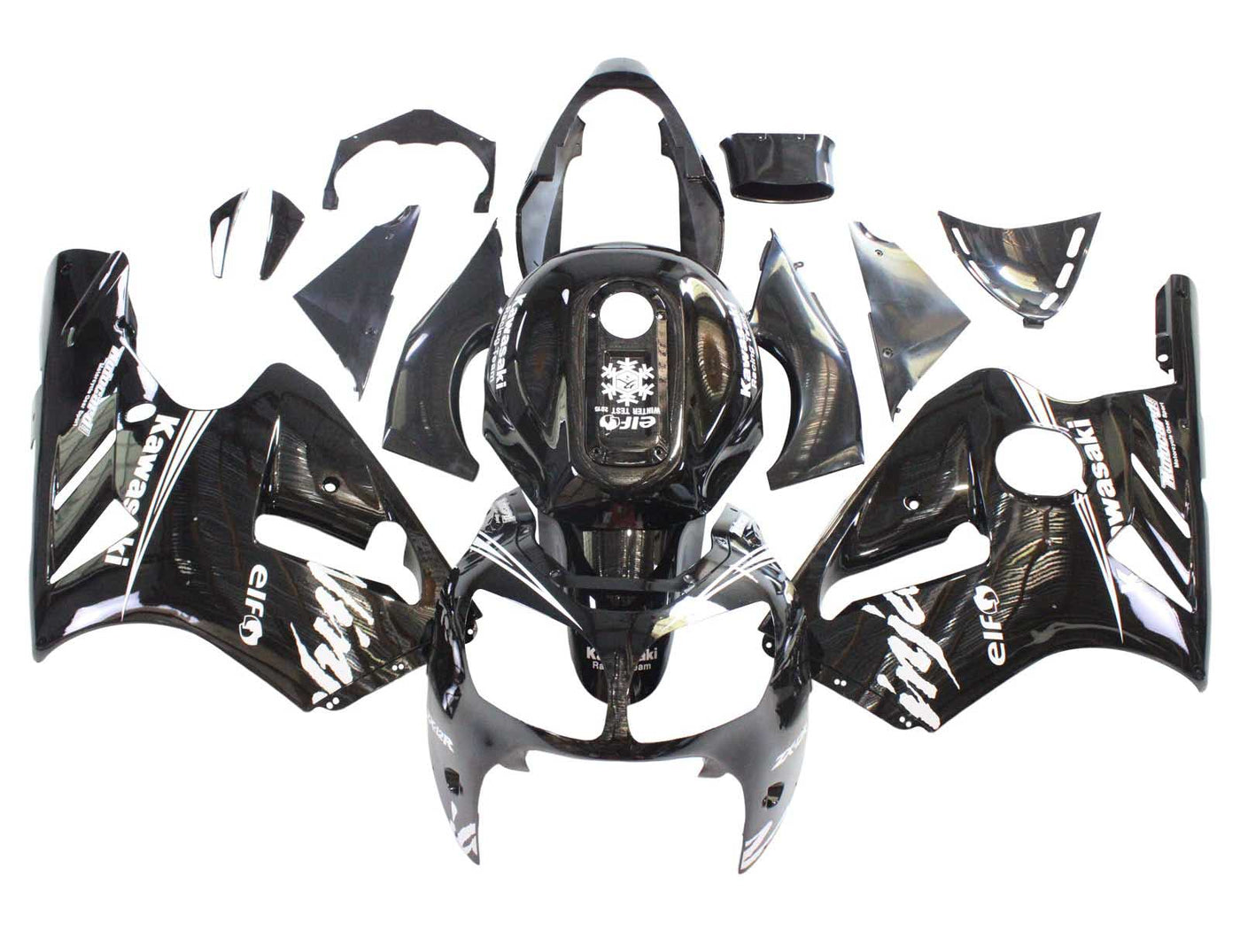 2000-2001 Black With White Snow Decal Ninja Elf Kawasaki ZX12R Fairing Kit