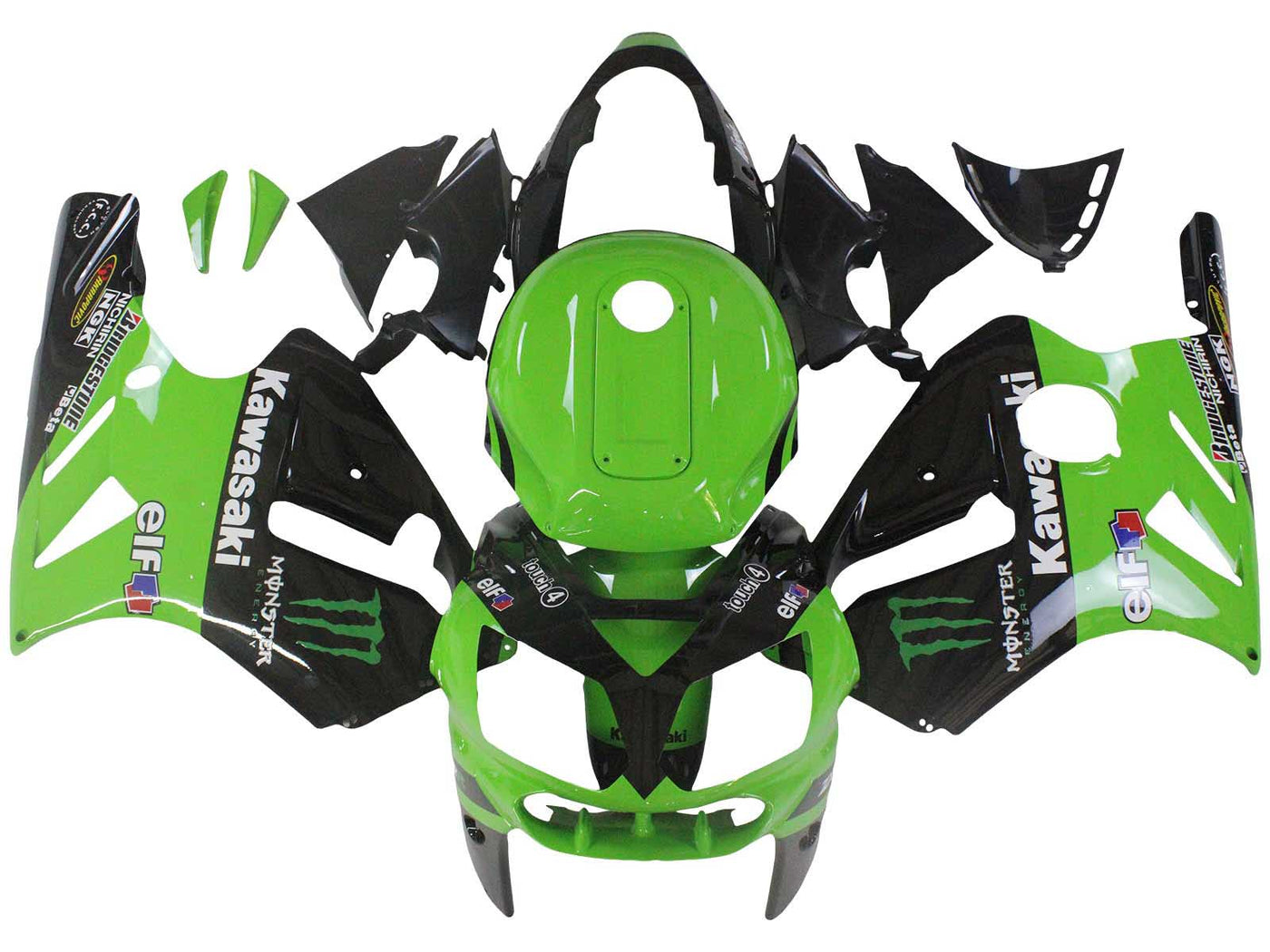 2002-2006 Green Black Monster Elf Kawasaki ZX12R Fairing Kit