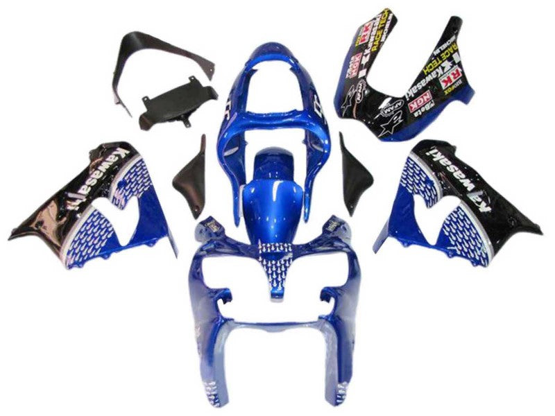 Purchase 2000-2001 Blue White Glossy Black Kawasaki ZX9R Motorcycle Fairings UK