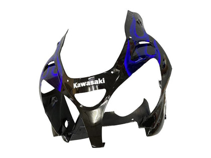2000-2001 Kawasaki ZX-9R Black with Blue Flame Fairing Kit