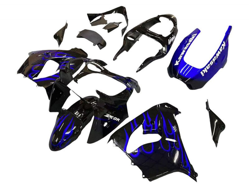 Purchase 2000-2001 Glossy Black Blue Flame White Kawasaki ZX9R Motorcycle Fairings UK